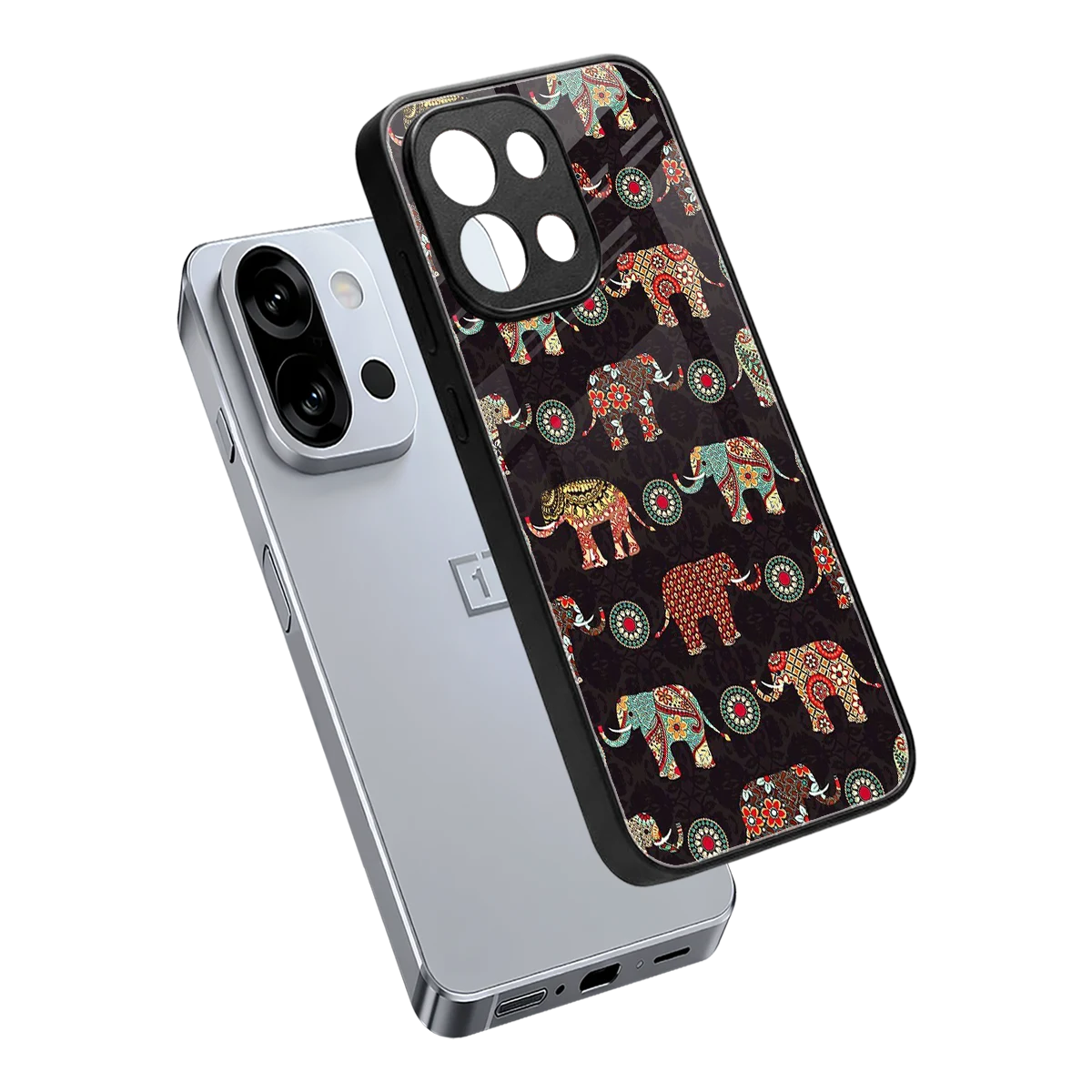 Elephant Art sleek oneplus 13s cover with tempered glass back and TPU edges
