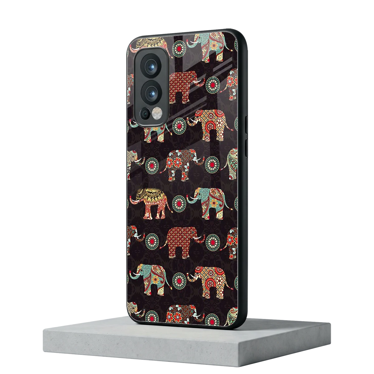 Elephant Art oneplus nord 2 mobile cover | shockproof glass phone case