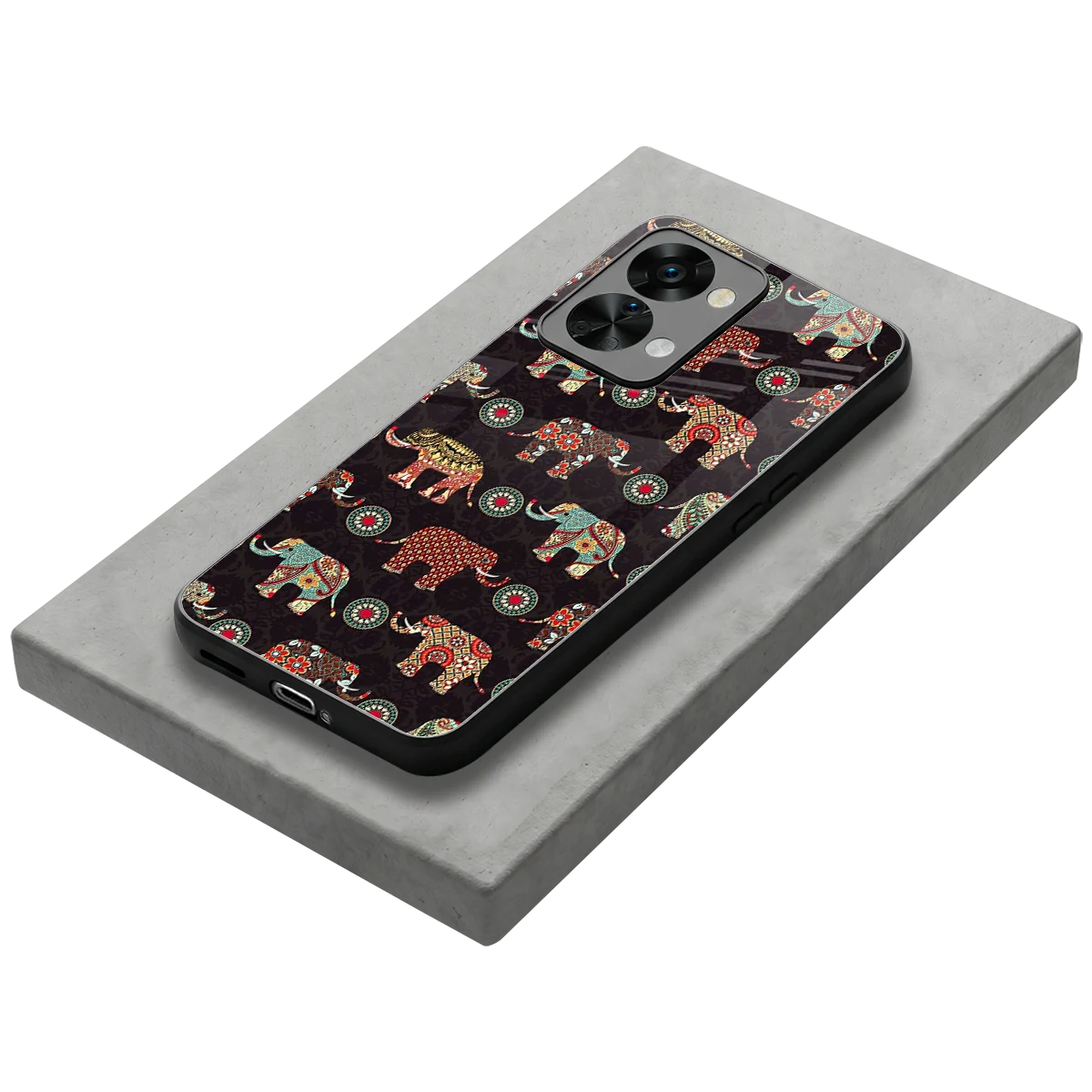 Elephant Art stylish phone case for oneplus nord 2t | glossy glass and slim fit