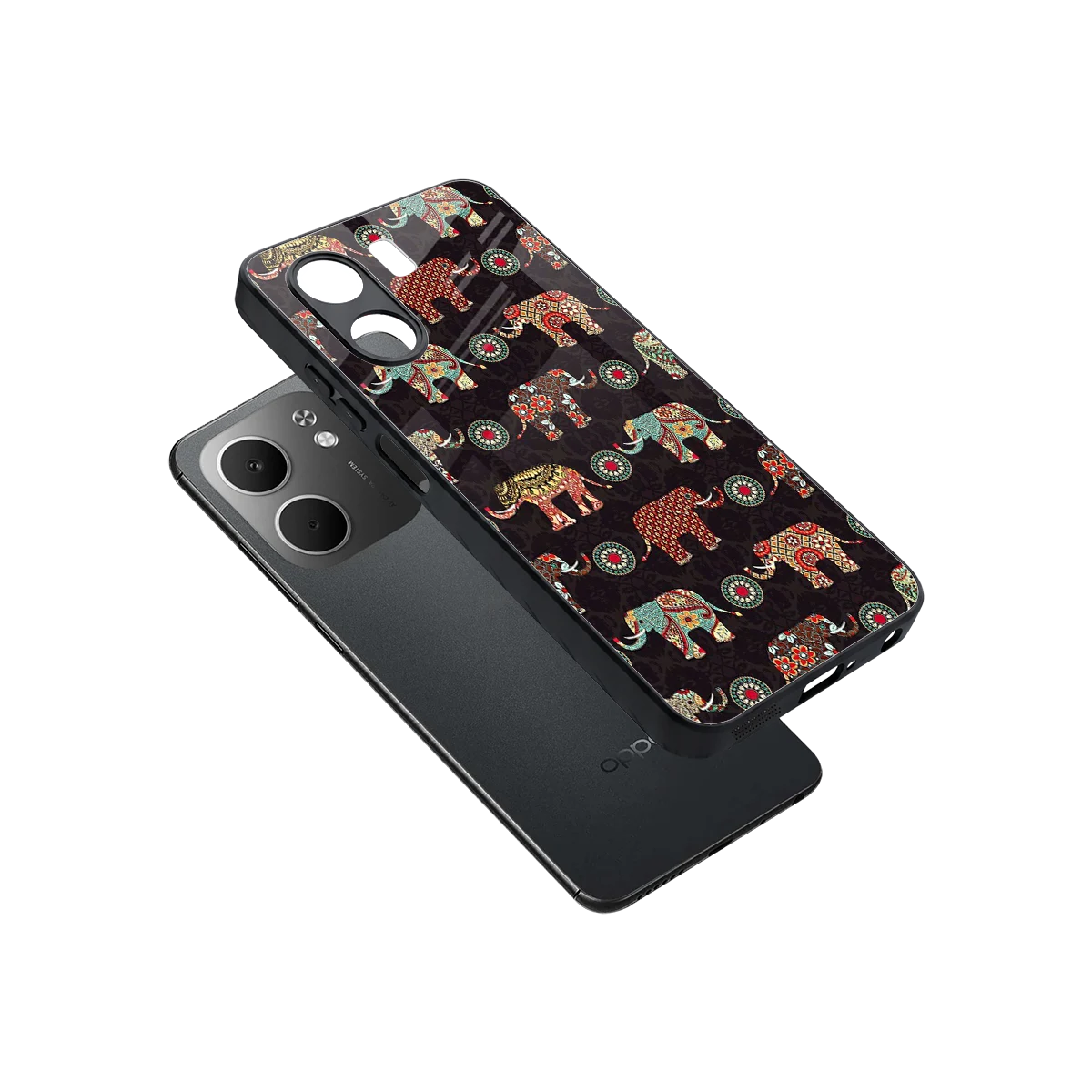 Elephant Art sleek oppo a5x 5g cover with tempered glass back and TPU edges
