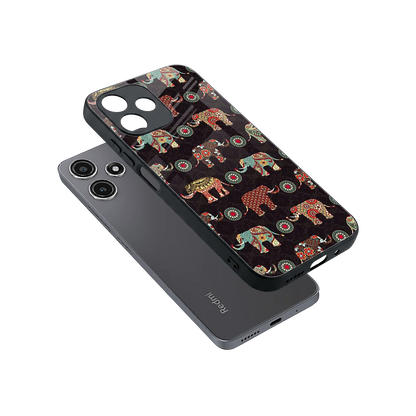 Elephant Art sleek redmi 12 5g cover with tempered glass back and TPU edges