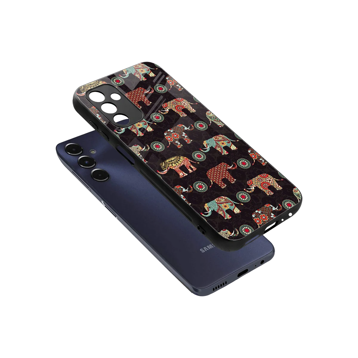 Elephant Art sleek samsung galaxy m14 5g cover with tempered glass back and TPU edges