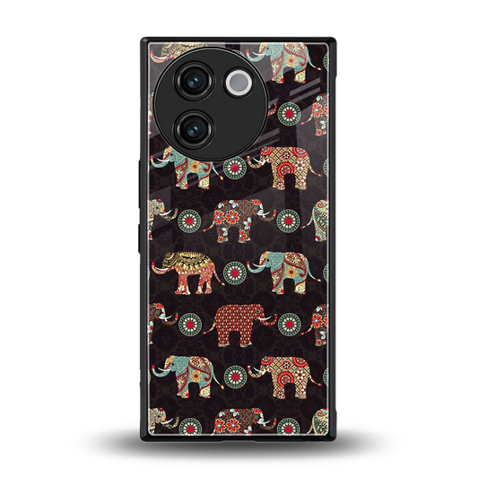 Elephant Art back phone cover | glass case for vivo v30e
