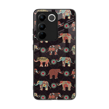 Elephant Art back phone cover | glass case for vivo v27 5g