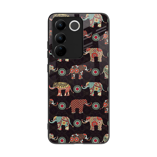 Elephant Art back phone cover | glass case for vivo v27 5g