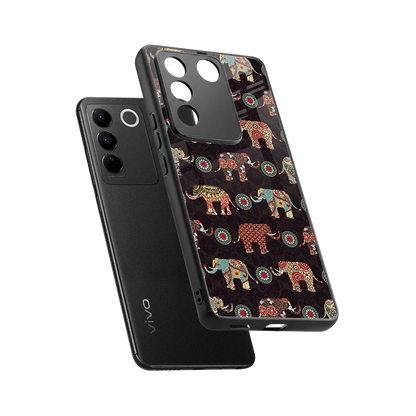 Elephant Art sleek vivo v27 5g cover with tempered glass back and TPU edges