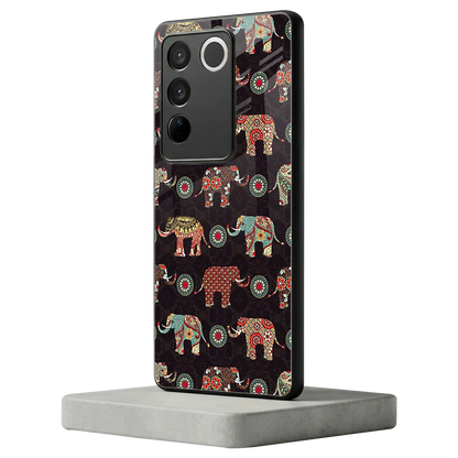 Elephant Art vivo v27 5g mobile cover | shockproof glass phone case