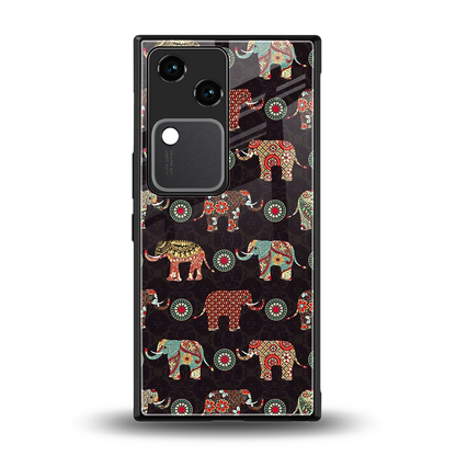 Elephant Art back phone cover | glass case for vivo v30