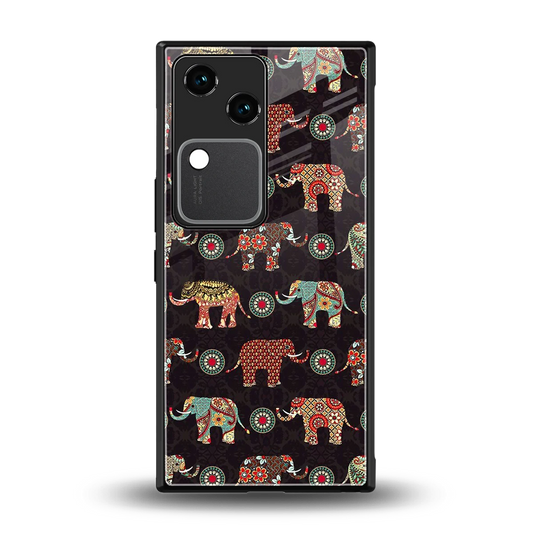 Elephant Art back phone cover | glass case for vivo v30