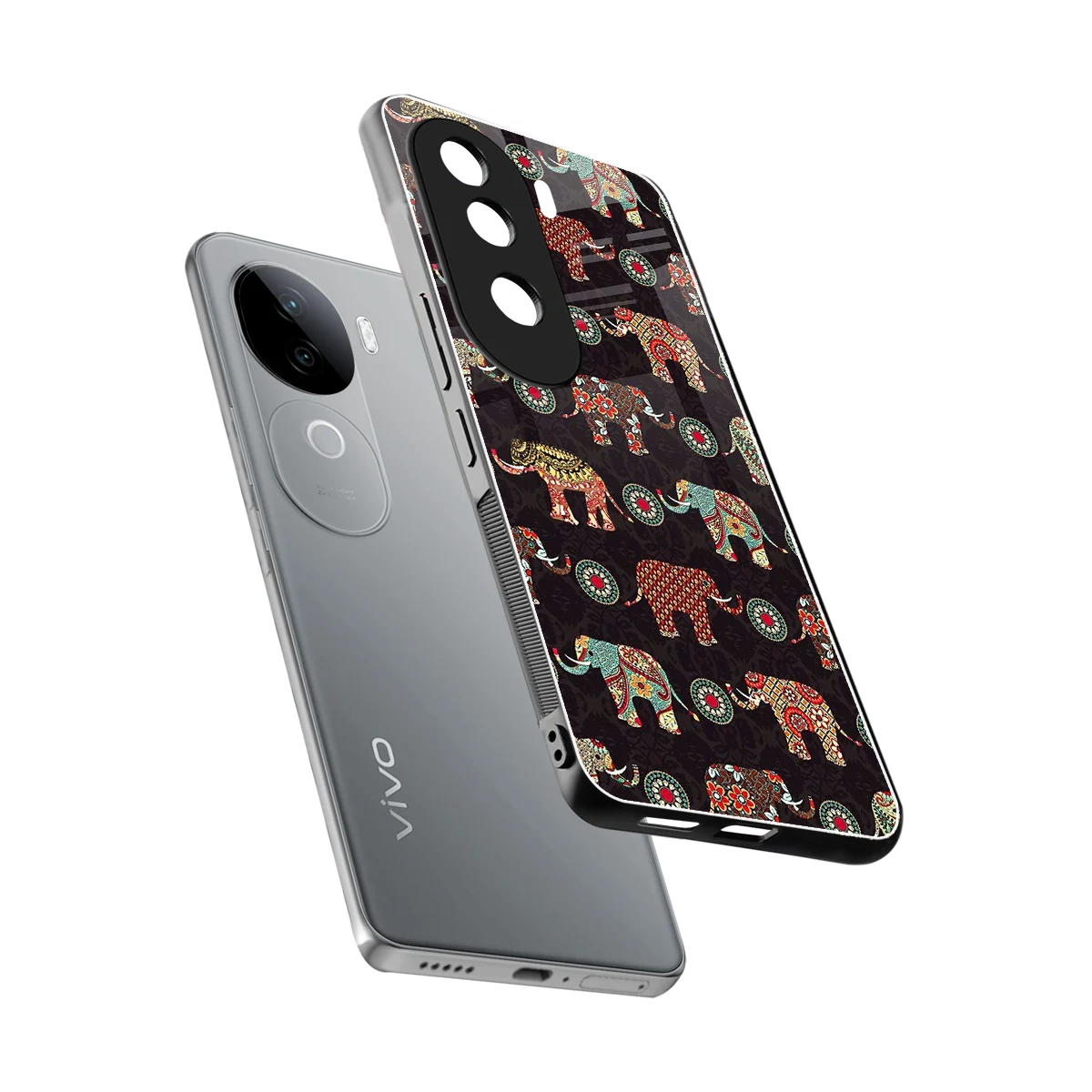 Elephant Art sleek vivo v40e cover with tempered glass back and TPU edges