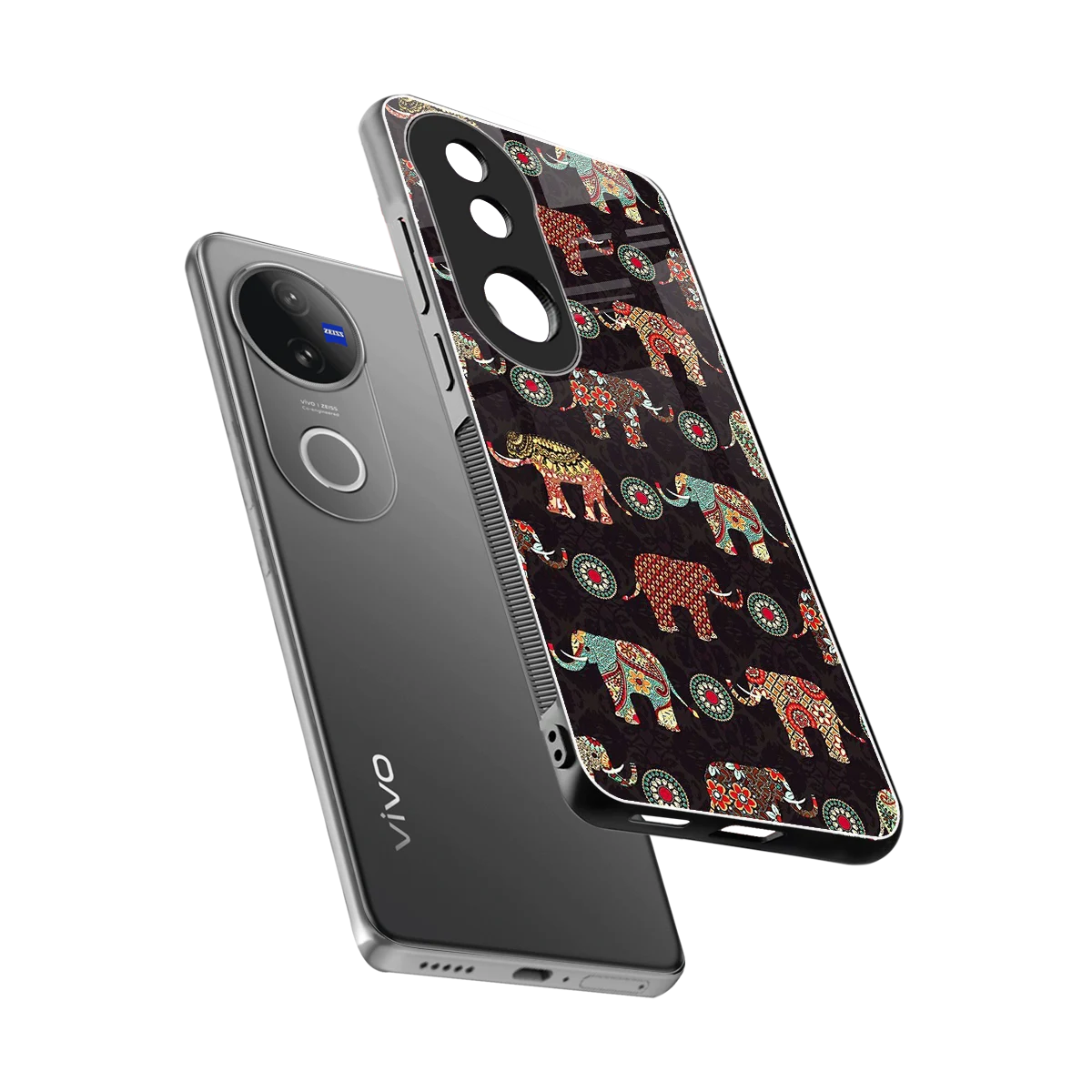 Elephant Art sleek vivo v50 cover with tempered glass back and TPU edges