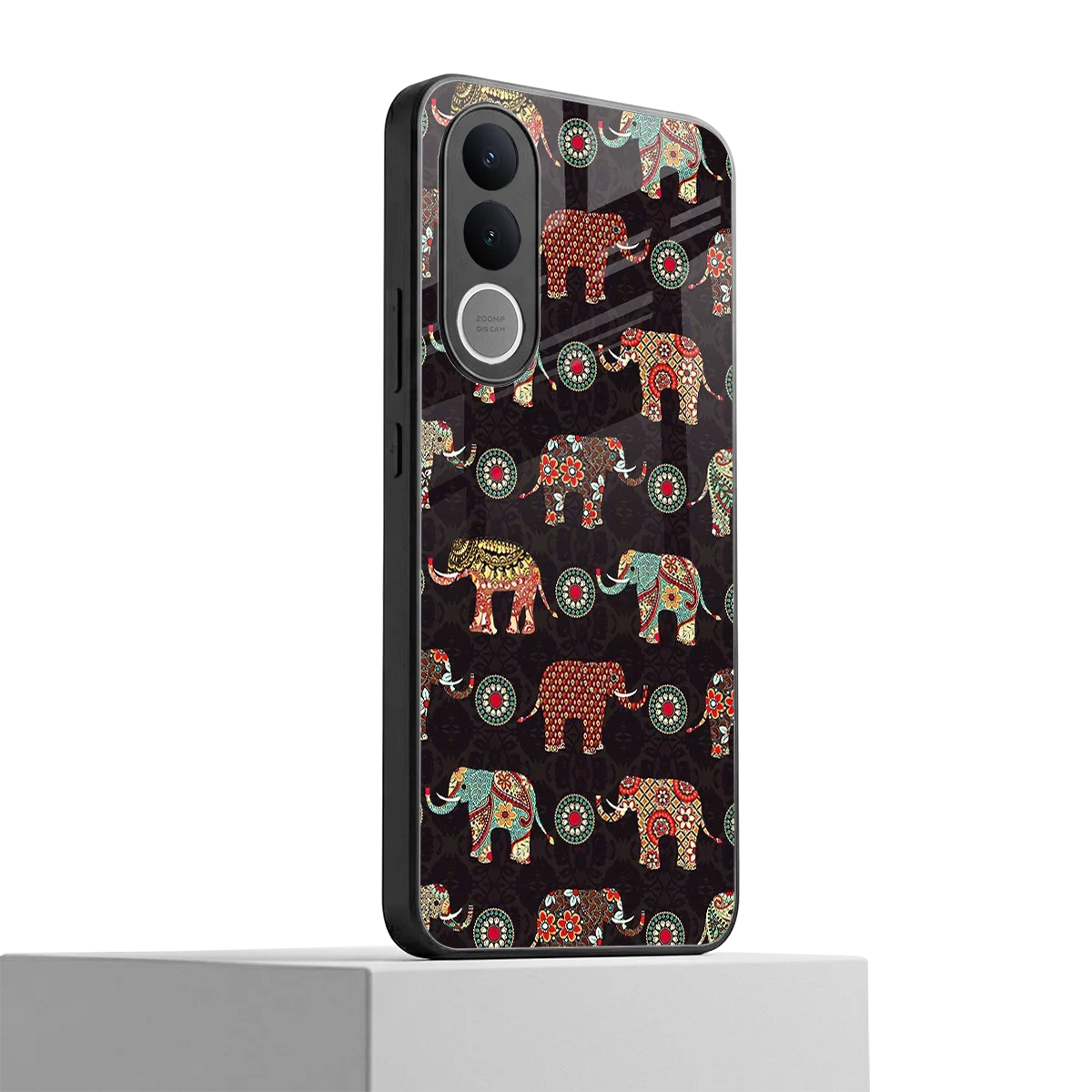 Elephant Art vivo v70 fe mobile cover | shockproof glass phone case