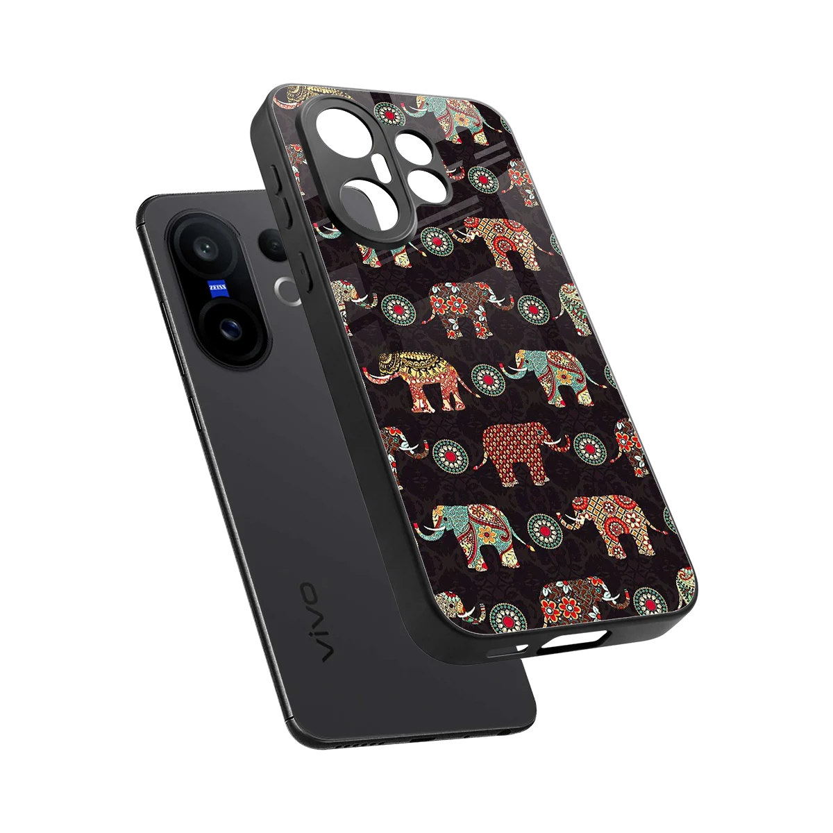 Elephant Art sleek vivo x200 fe cover with tempered glass back and TPU edges