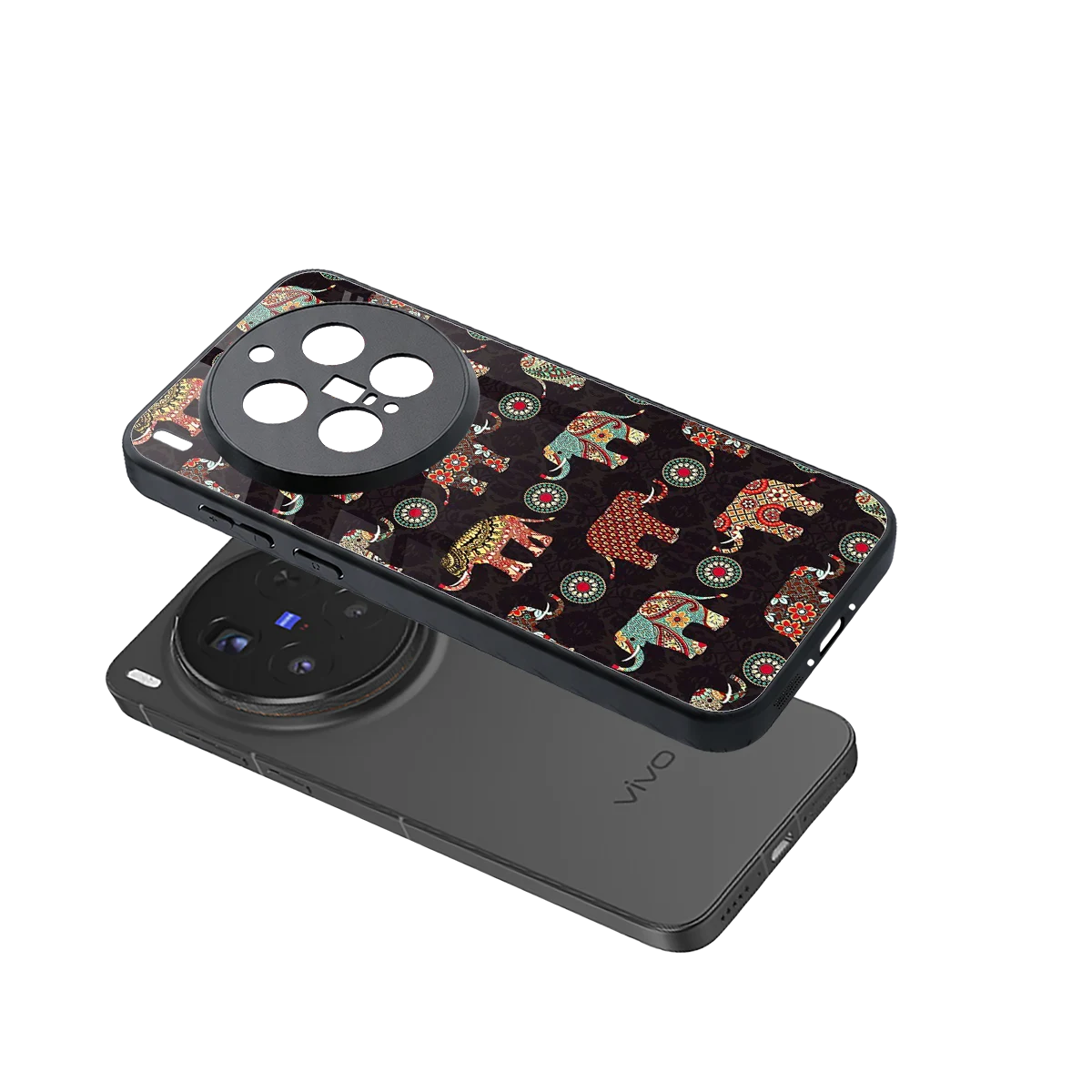 Elephant Art sleek vivo x300 pro cover with tempered glass back and TPU edges