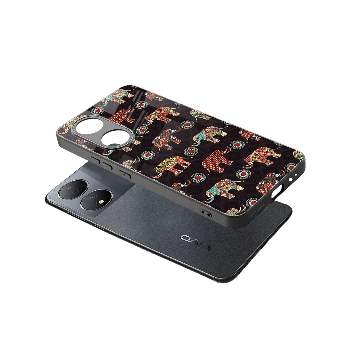 Elephant Art sleek Vivo-y100 cover with tempered glass back and TPU edges