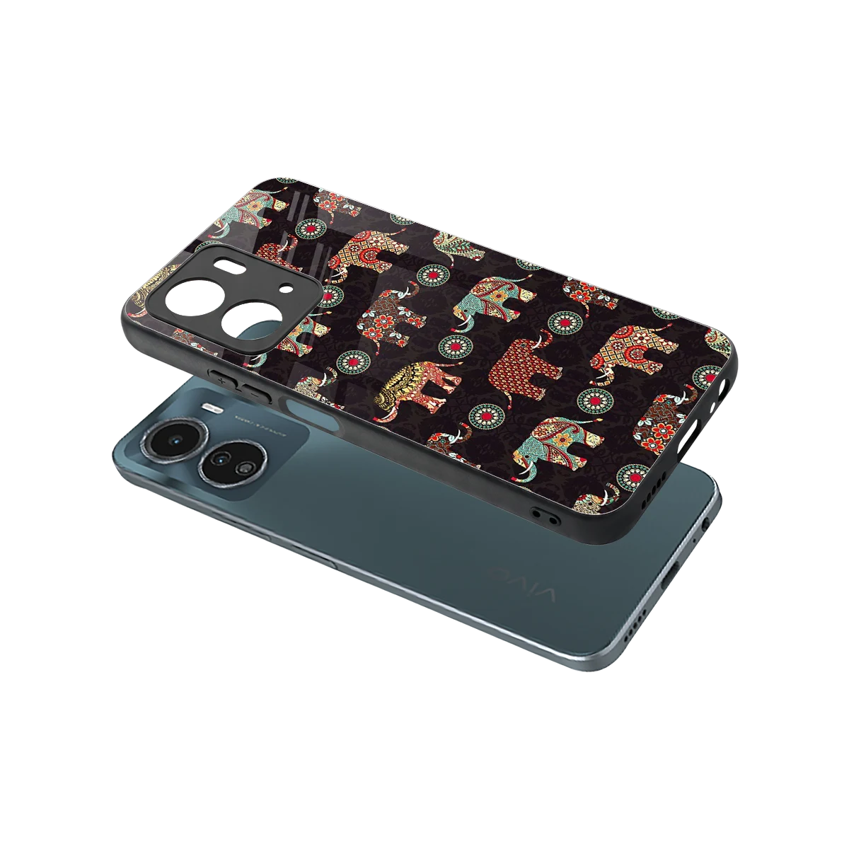 Elephant Art sleek vivo y16 cover with tempered glass back and TPU edges