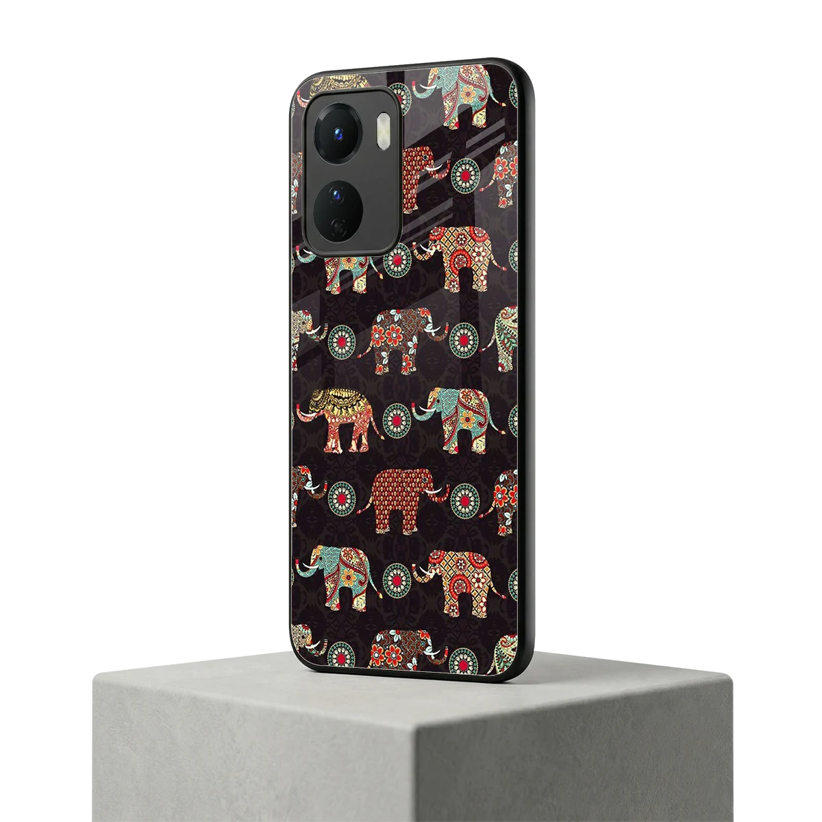 Elephant Art vivo y16 mobile cover | shockproof glass phone case