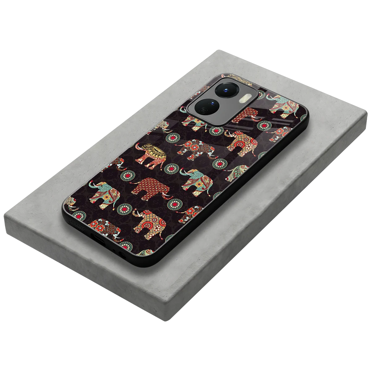 Elephant Art stylish phone case for vivo y16 | glossy glass and slim fit