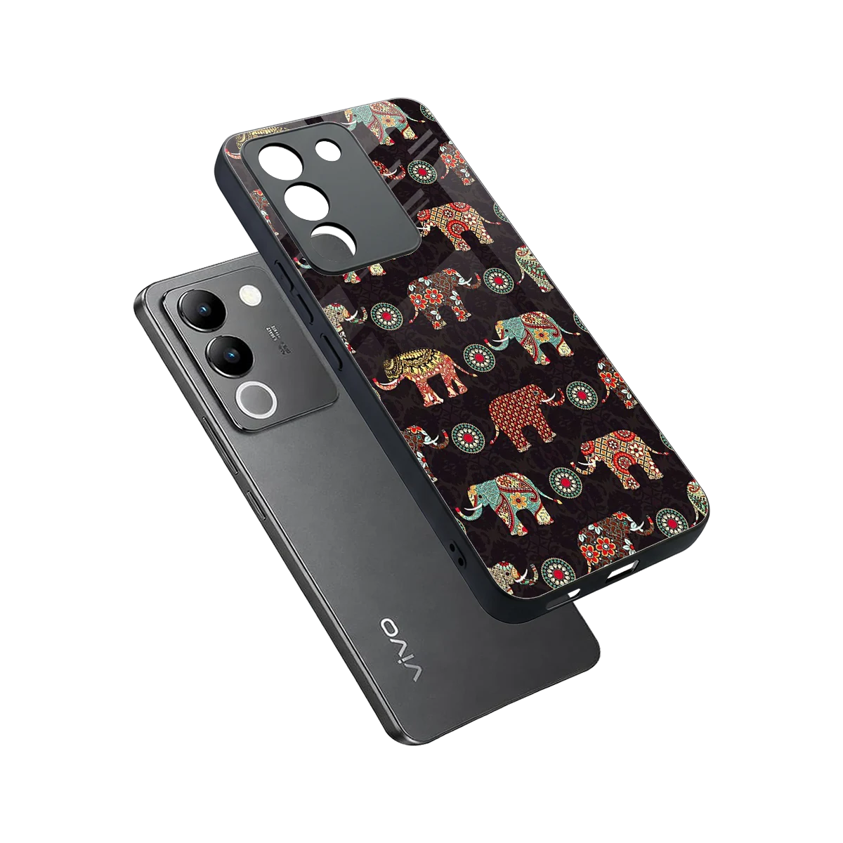 Elephant Art sleek vivo y200 5g cover with tempered glass back and TPU edges