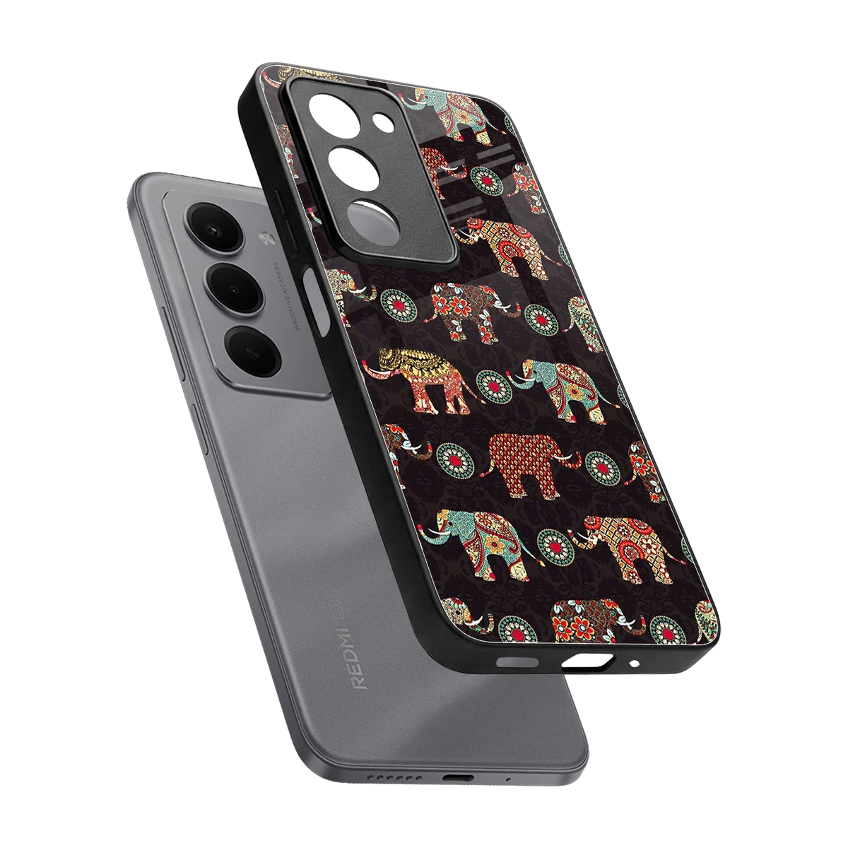 Elephant Art sleek redmi 15 5g cover with tempered glass back and TPU edges
