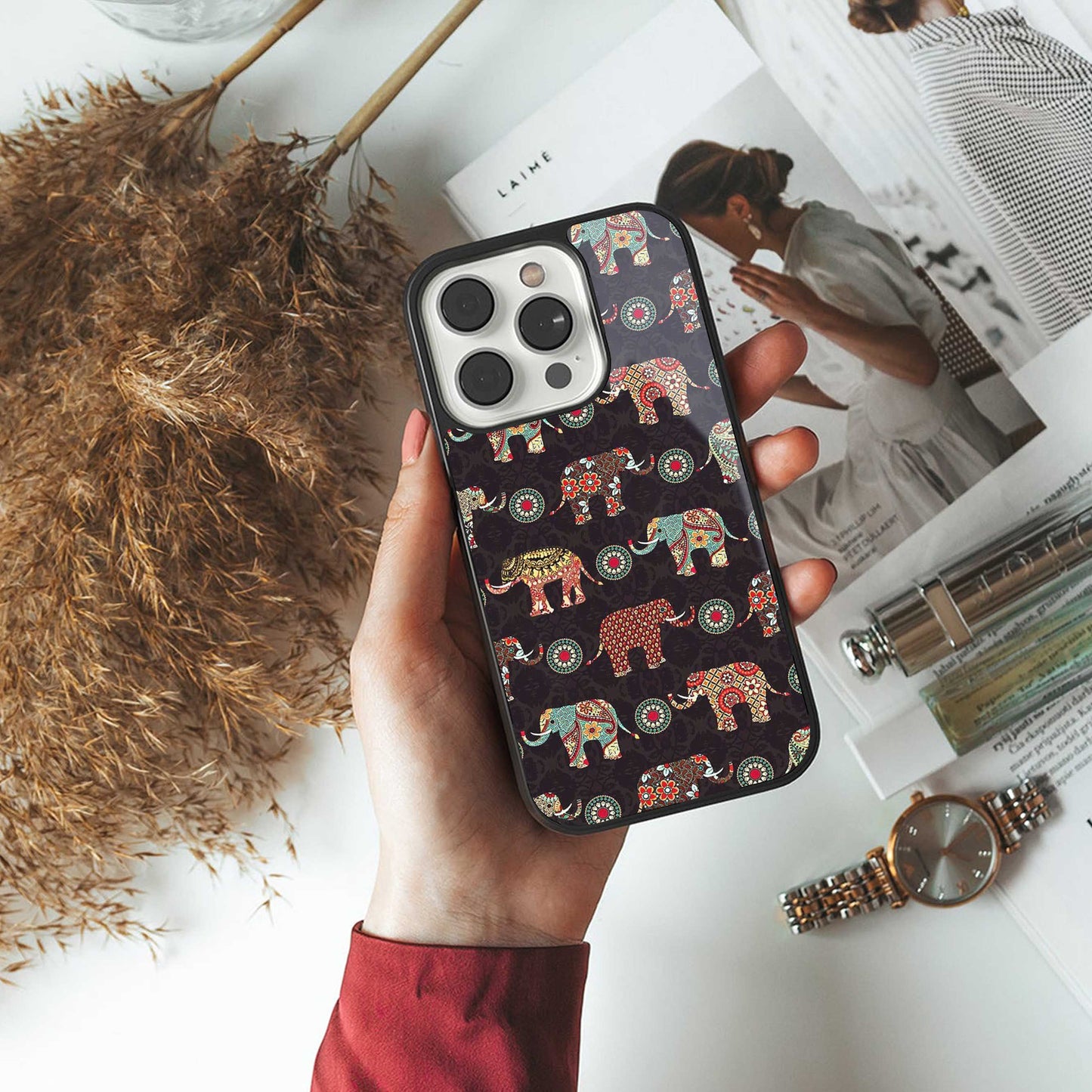Elephant Art Phone Case for Iphone 16 | Glass Case