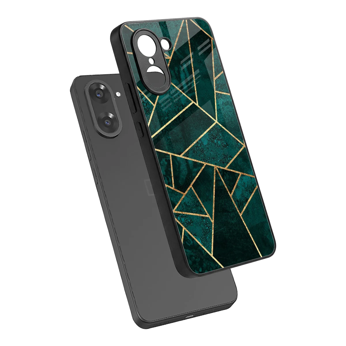 Emerald Geometry sleek oneplus nord ce5 5g cover with tempered glass back and TPU edges