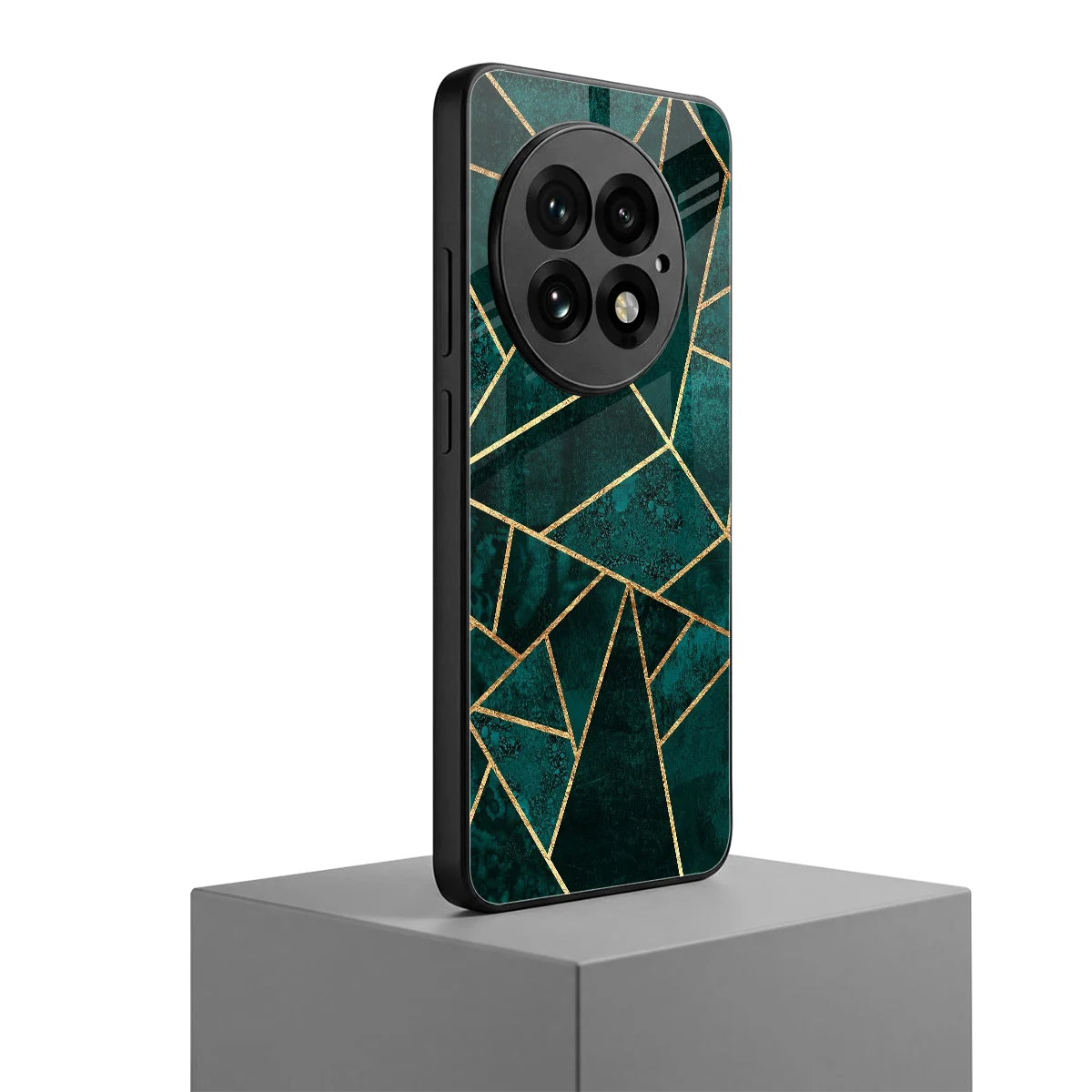 Emerald Geometry oneplus 13 mobile cover | shockproof glass phone case