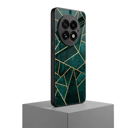 Emerald Geometry oneplus 13 mobile cover | shockproof glass phone case