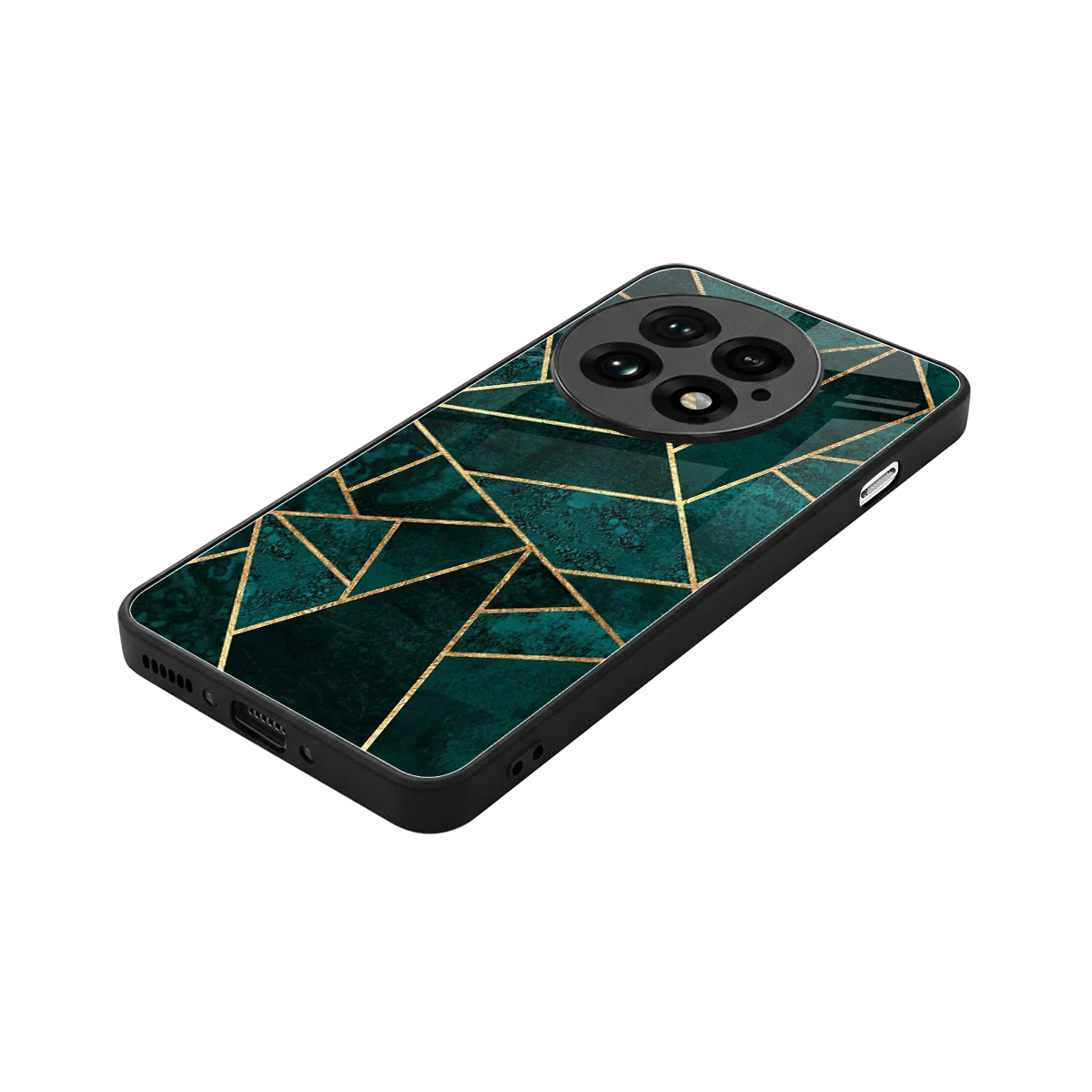 Emerald Geometry stylish phone case for oneplus 13 | glossy glass and slim fit