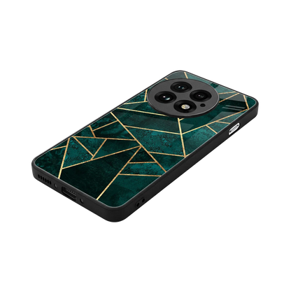 Emerald Geometry stylish phone case for oneplus 13 | glossy glass and slim fit