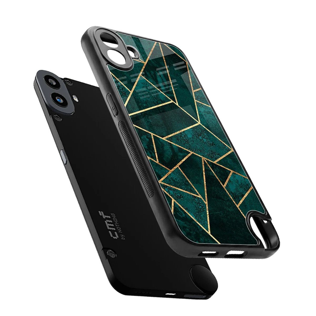 Emerald Geometry sleek cmf nothing phone 1 cover with tempered glass back and TPU edges