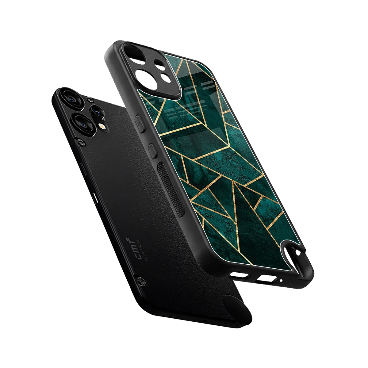 Emerald Geometry sleek cmf nothing phone 2 pro cover with tempered glass back and TPU edges