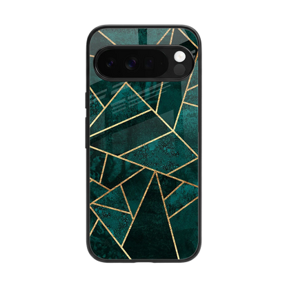 Emerald Geometry back phone cover | glass case for google pixel 10 pro xl