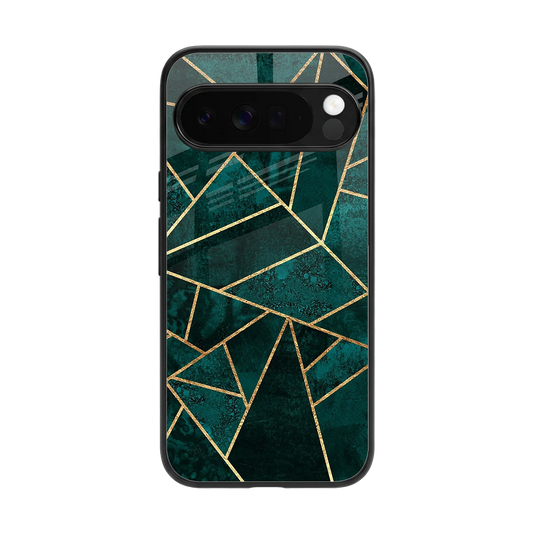 Emerald Geometry back phone cover | glass case for google pixel 10 pro xl