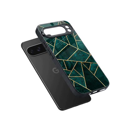 Emerald Geometry sleek google pixel 10 pro xl cover with tempered glass back and TPU edges