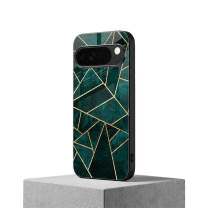 Emerald Geometry google pixel 10 pro xl mobile cover | shockproof glass phone case