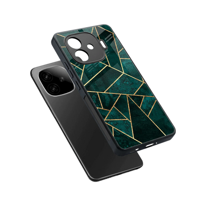 Emerald Geometry sleek iqoo neo 10r 5g cover with tempered glass back and TPU edges