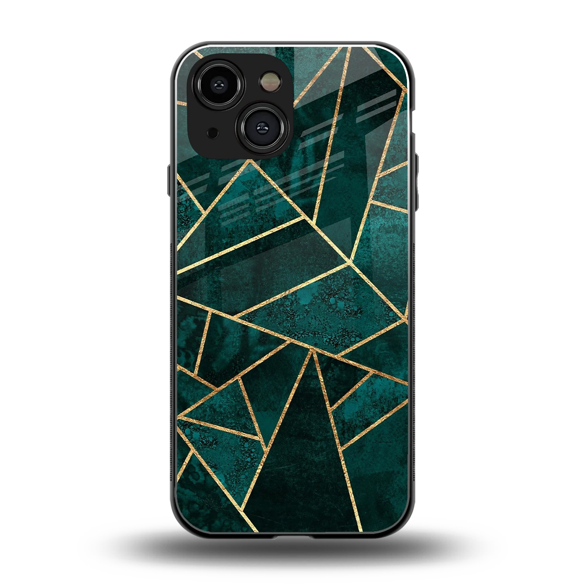 Emerald Geometry back phone cover | glass case for iphone 13 mini