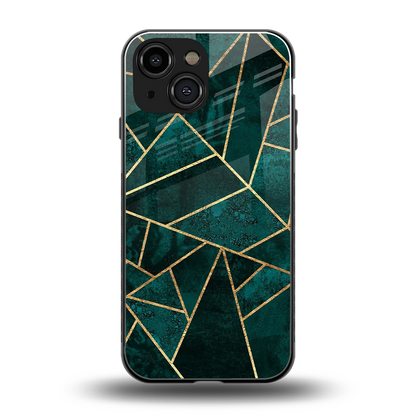 Emerald Geometry back phone cover | glass case for iphone 13 mini
