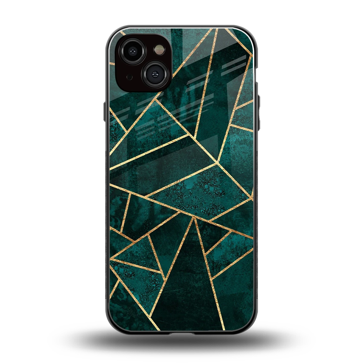 Emerald Geometry back phone cover | glass case for iphone 14 plus