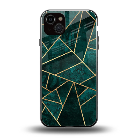 Emerald Geometry back phone cover | glass case for iphone 14 plus