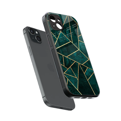 Emerald Geometry sleek iphone 14 plus cover with tempered glass back and TPU edges