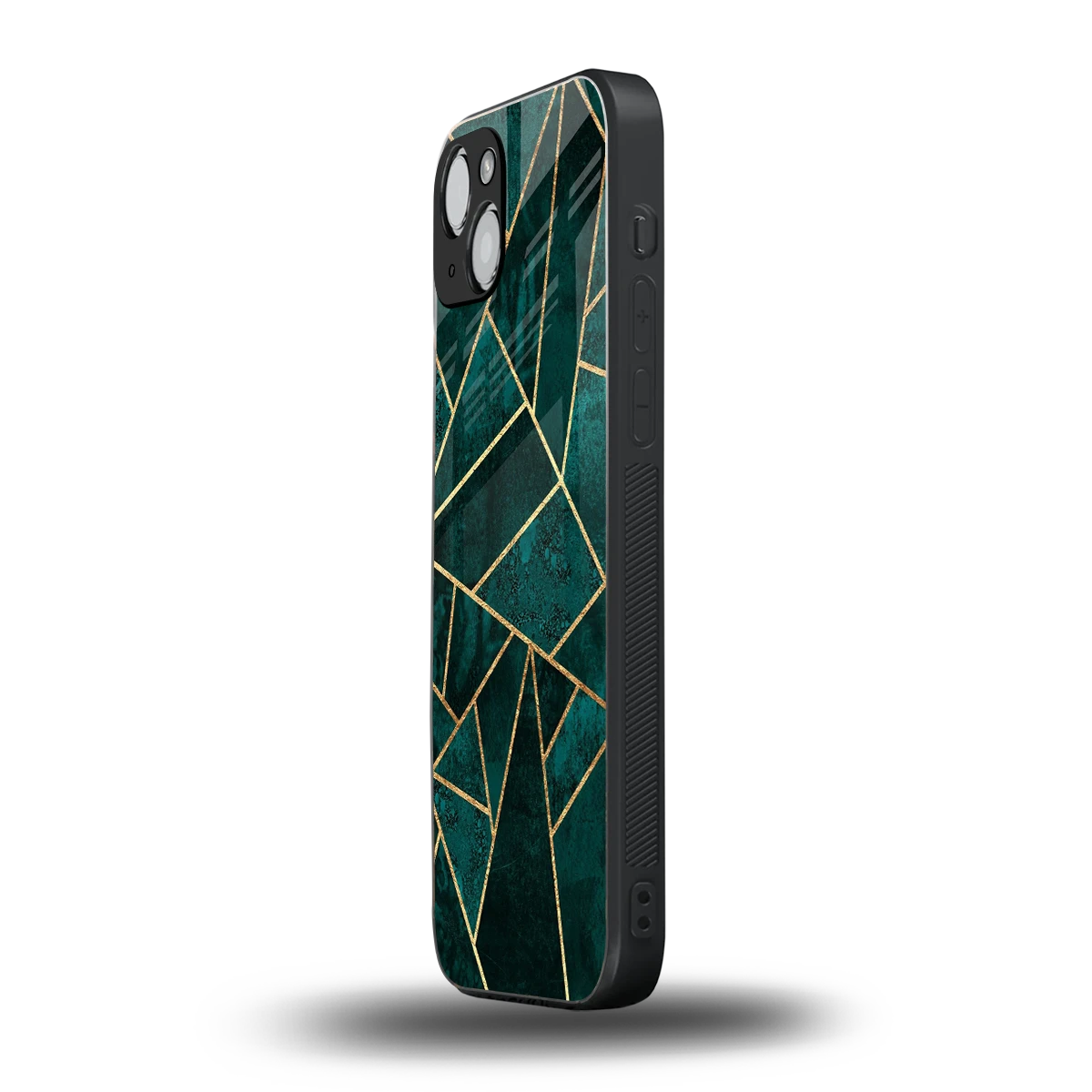Emerald Geometry iphone 14 plus mobile cover | shockproof glass phone case