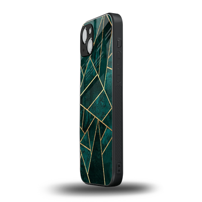 Emerald Geometry iphone 14 plus mobile cover | shockproof glass phone case