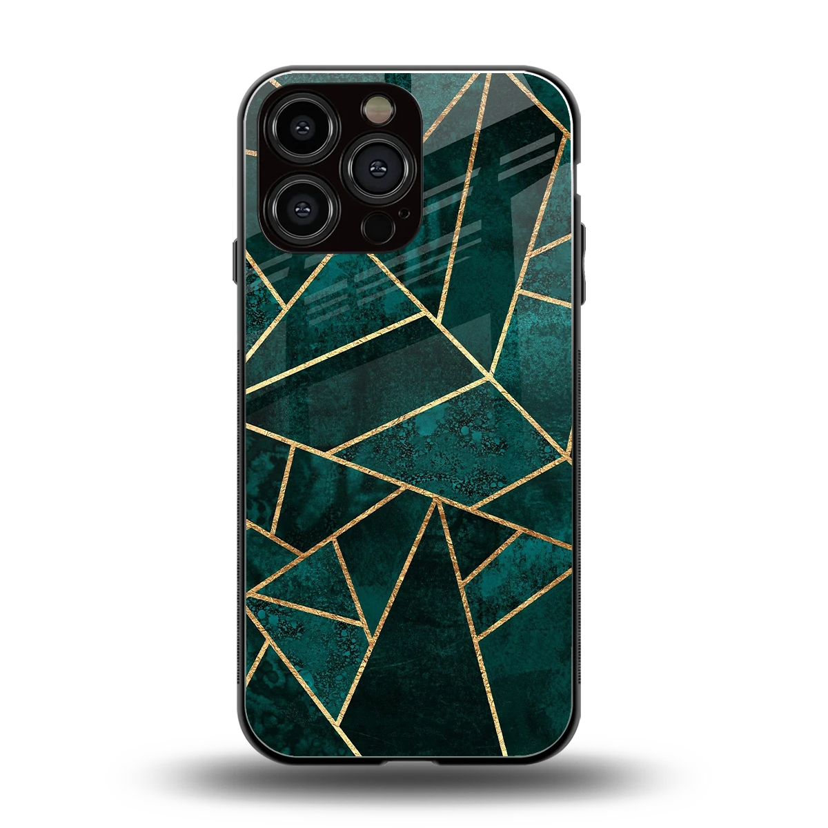 Emerald Geometry back phone cover | glass case for iphone 15 pro max
