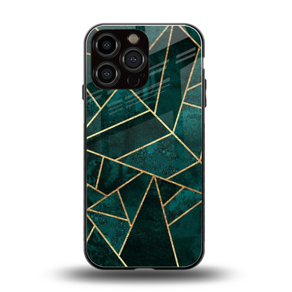 Emerald Geometry back phone cover | glass case for iphone 15 pro max
