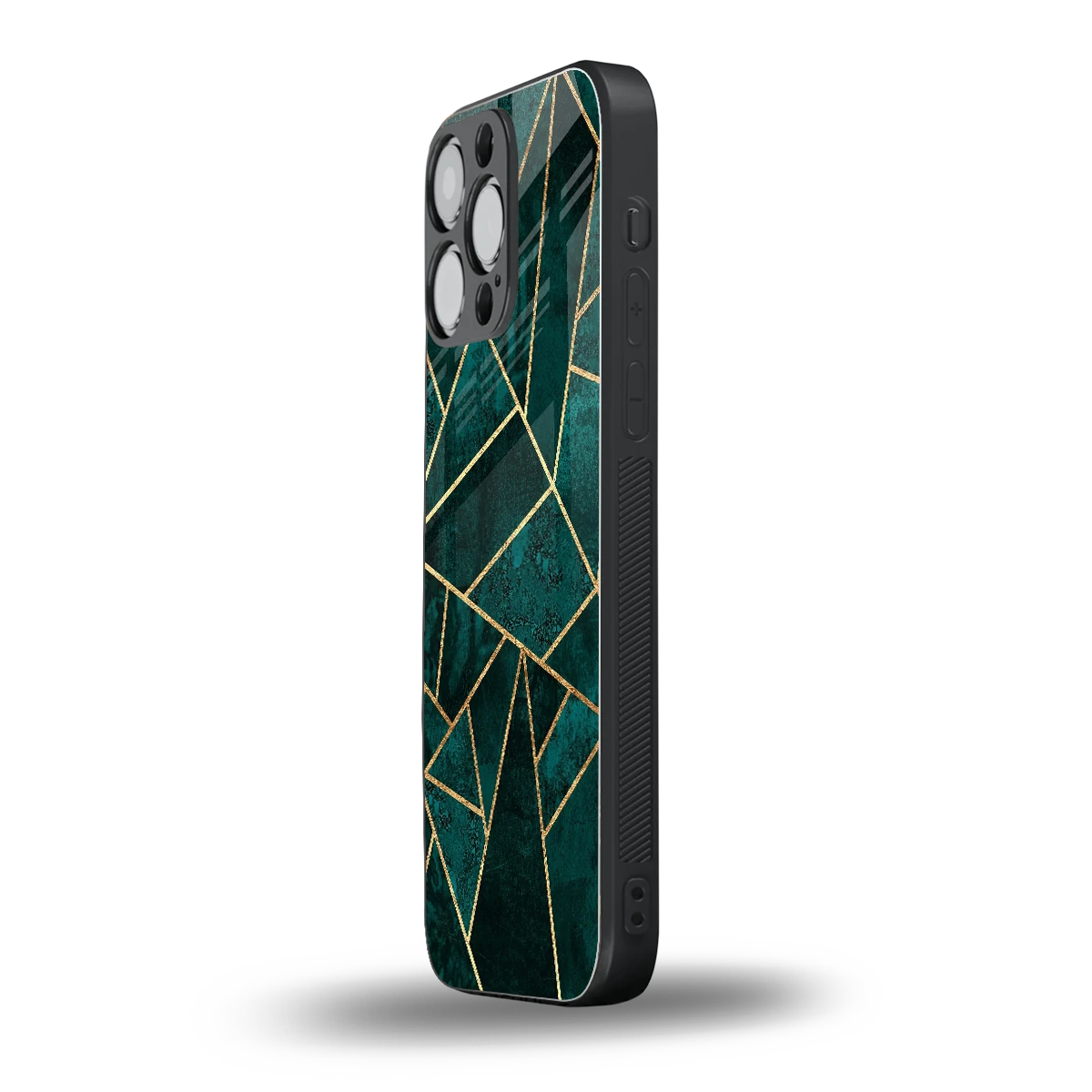 Emerald Geometry iphone 15 pro max mobile cover | shockproof glass phone case