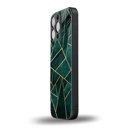 Emerald Geometry iphone 15 pro max mobile cover | shockproof glass phone case