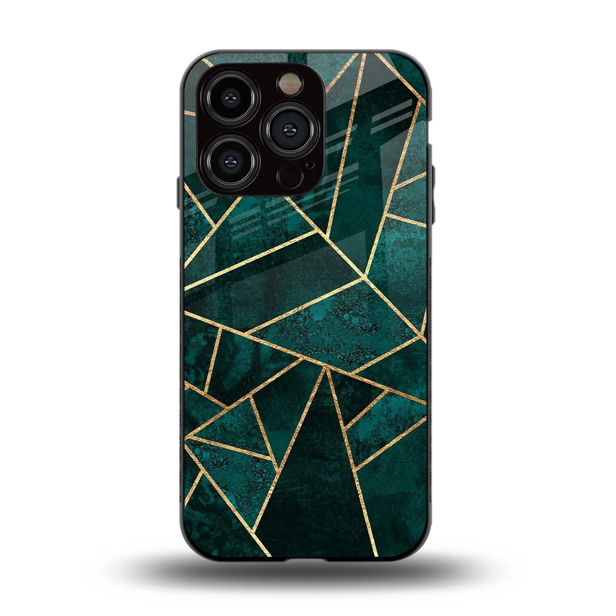 Emerald Geometry back phone cover | glass case for iphone 15 pro