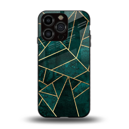 Emerald Geometry back phone cover | glass case for iphone 15 pro